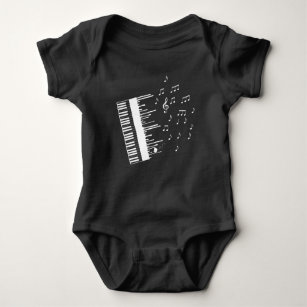 Piano Player Flying Music Notes Bird Pianist Baby Bodysuit