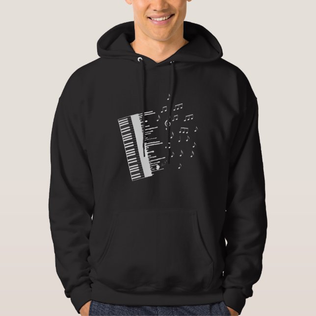 Piano Player Flying Music Notes Bird Pianist Hoodie (Front)