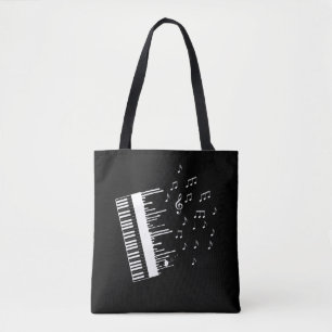 Piano Player Flying Music Notes Bird Pianist Tote Bag