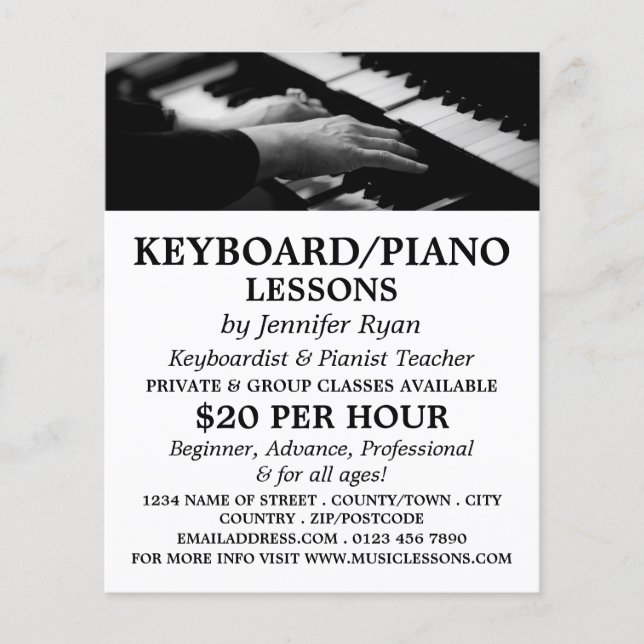 Piano Player, Keyboard, Piano Lessons Flyer (Front)
