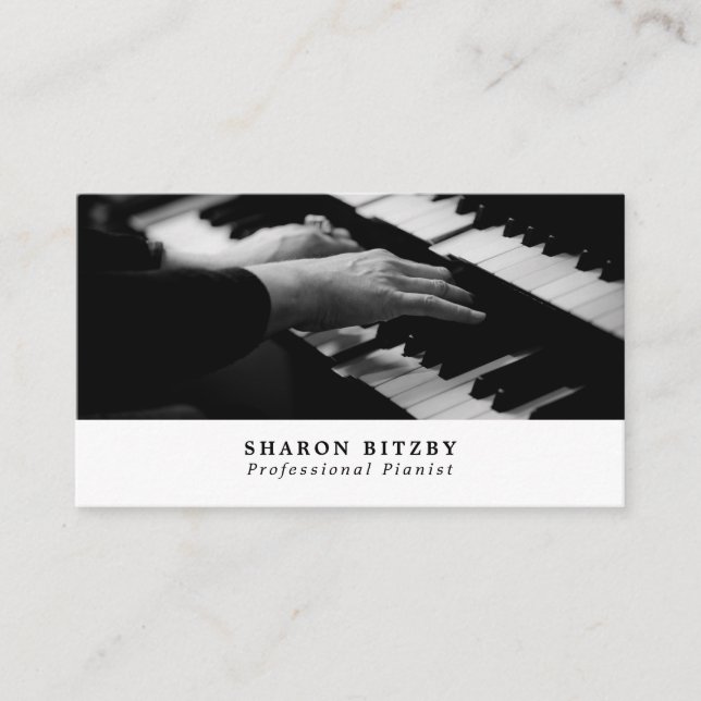 Piano Player, Musician, Music Industry Business Card (Front)
