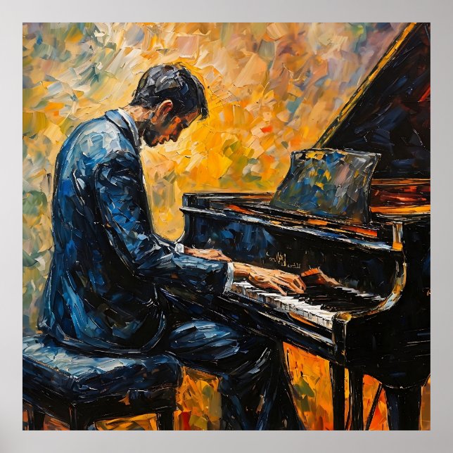 Piano Player - Oil Painting Poster (Front)