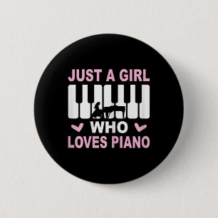 Piano Player Piano Girl Pianist Woman 2 Inch Round Button