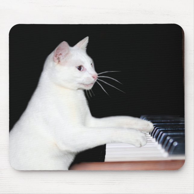 Piano playing cat mouse pad (Front)