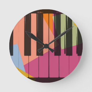Piano Pop Art Round Clock