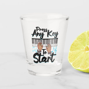 Piano Press Any Key to Star Pianist Student Teache Shot Glass