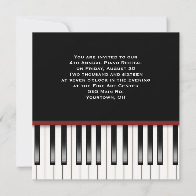 Piano Recital Keyboard Invitation (Front)