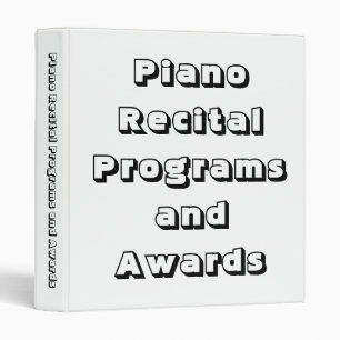 Piano Recital Programs, Award Certificates Binder