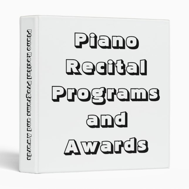 Piano Recital Programs, Award Certificates Binder (Front/Spine)
