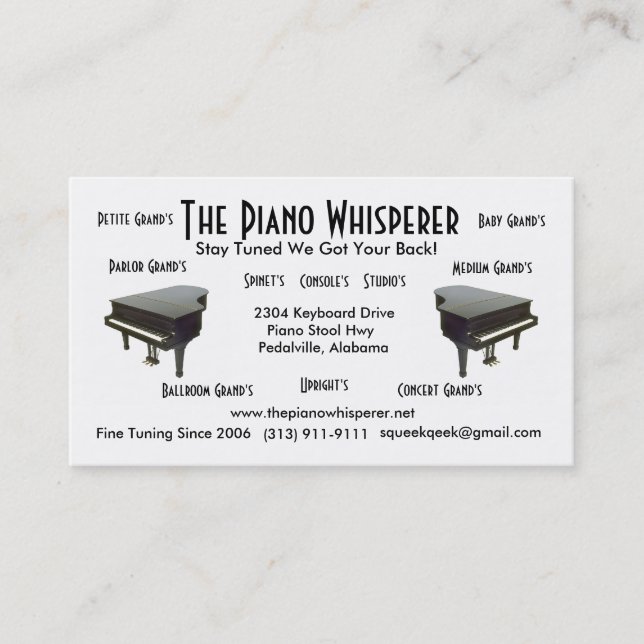 Piano Repair Business Card (Front)