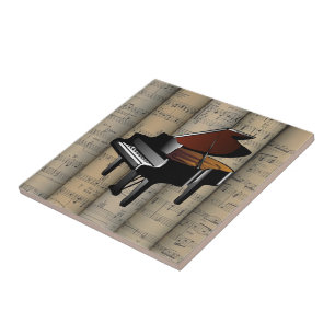 Piano~ Rolled Sheet Music Background ~ Musical Tile