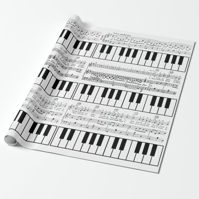 Piano Sheet Music Romantic Wrapping Paper (Unrolled)