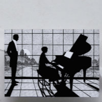 Piano Silhouette Art Deco Style | Black and White 