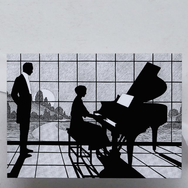 Piano Silhouette Art Deco Style | Black and White  Poster (Creator Uploaded)