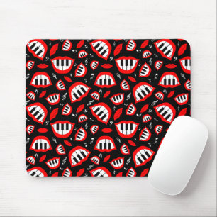 Piano smile pattern on black background mouse pad