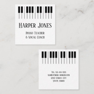 Piano Teacher and Vocal Coach Keyboard Stylish Square Business Card