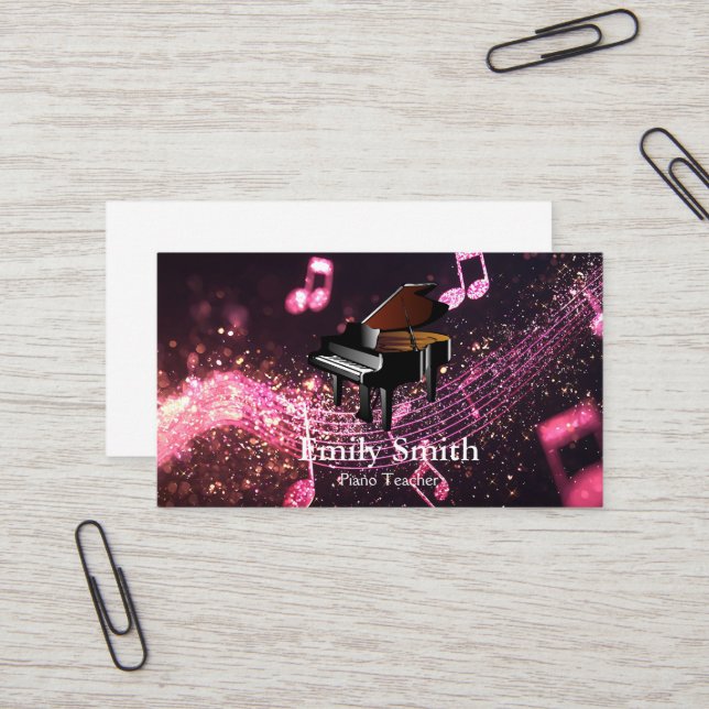 Piano Teacher Business Card (Front/Back In Situ)