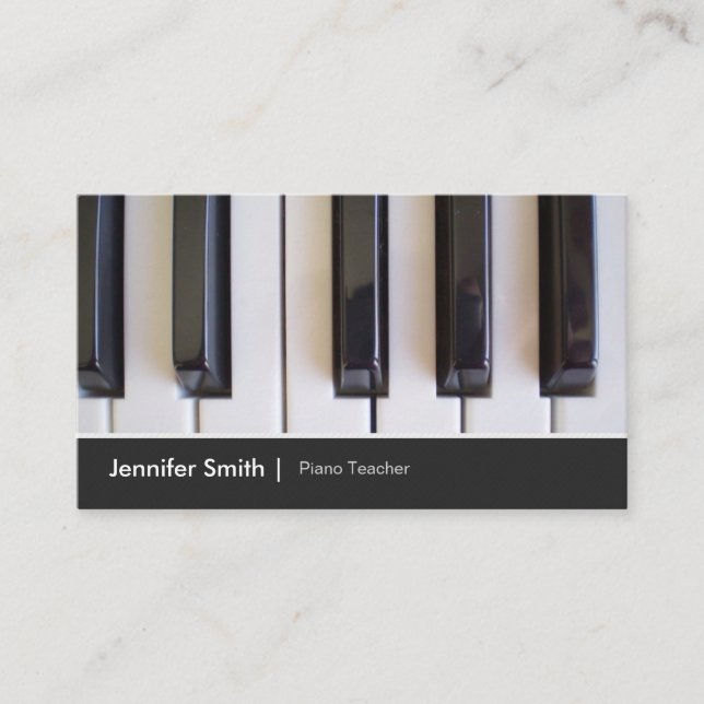 Piano Teacher - Elegant Keyboard  Photo Image Business Card (Front)