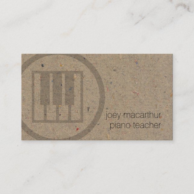 Piano Teacher Keyboard Keys Icon Music Business Card (Front)