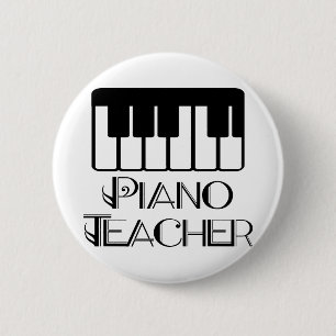 Piano Teacher Keyboard Music 2 Inch Round Button