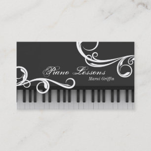 Piano Teacher Lessons Business Card Elegant Swirl