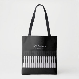 Piano Teacher/Player Custom Name & Text Musician's Tote Bag