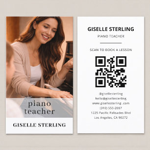 Piano Teacher QR Code Photo Business Card