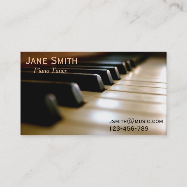 Piano Tuner freelance music professional Business Card (Front)