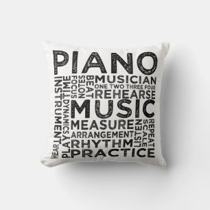 Piano Typography Throw Pillow