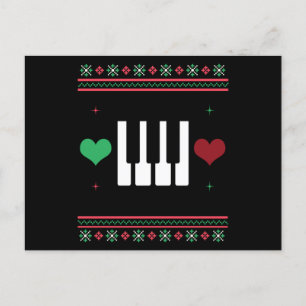 Piano Ugly Christmas Sweater Pianist Xmas Postcard