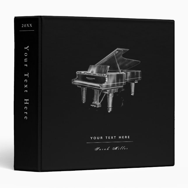 Piano vintage Noir Simple Pianiste Classeur (Devant/Côté)