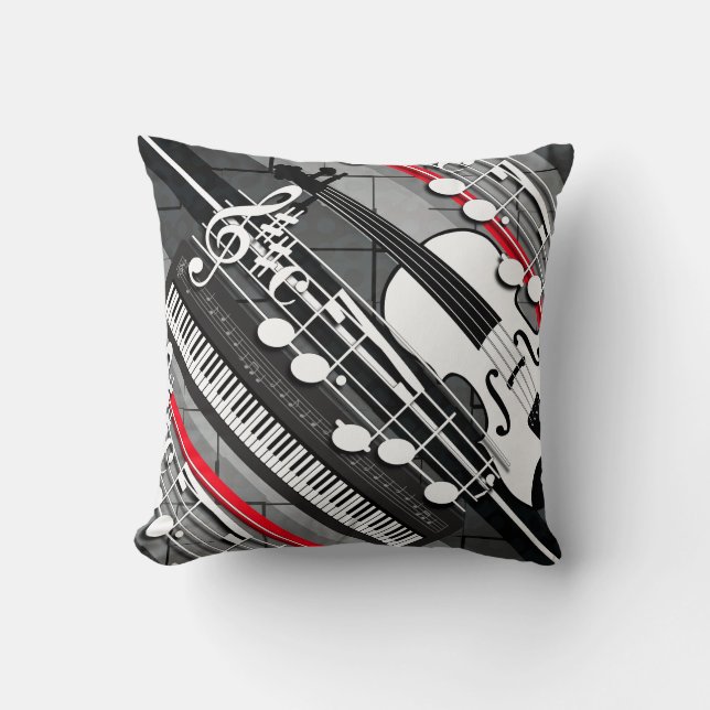 Piano Violin Notes Throw Pillow (Front)