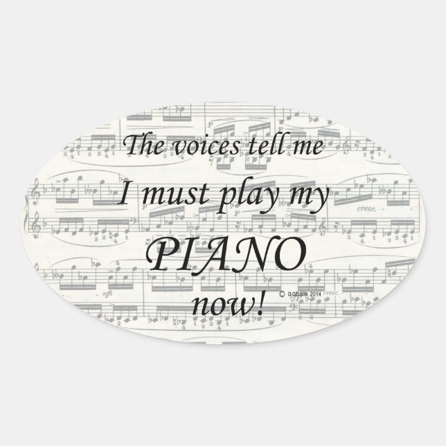 Piano Voices Dit Doit Jouer Oval Sticker (Devant)