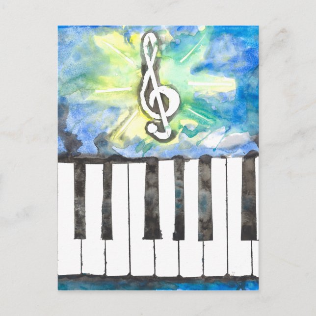 Piano Watercolor Postcard (Front)