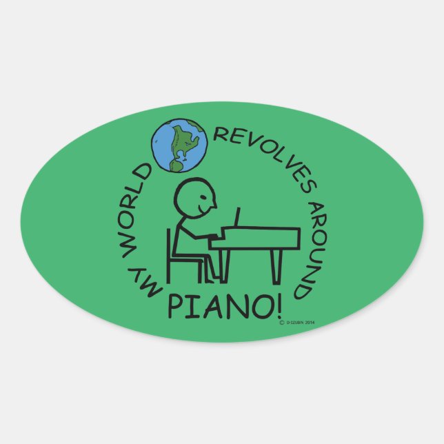 Piano - World Revolves Around Oval Sticker (Front)