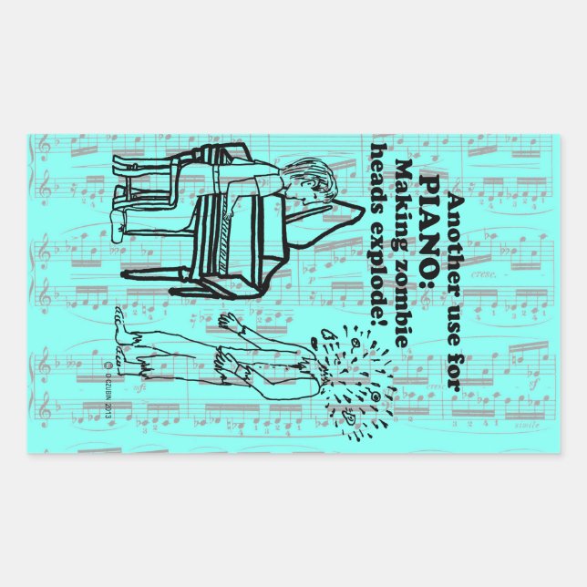 Piano Zombie Exploser Sticker rectangulaire (Devant)