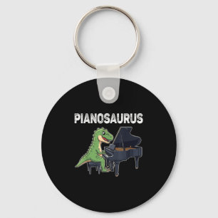 Pianosaurus Funny Dinosaur Playing Piano Kids Musi Keychain