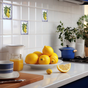 Piastrelle di ceramica con limoni italiani tile