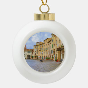Piazza Anfiteatro, Lucca City, Italy Ceramic Ball Christmas Ornament