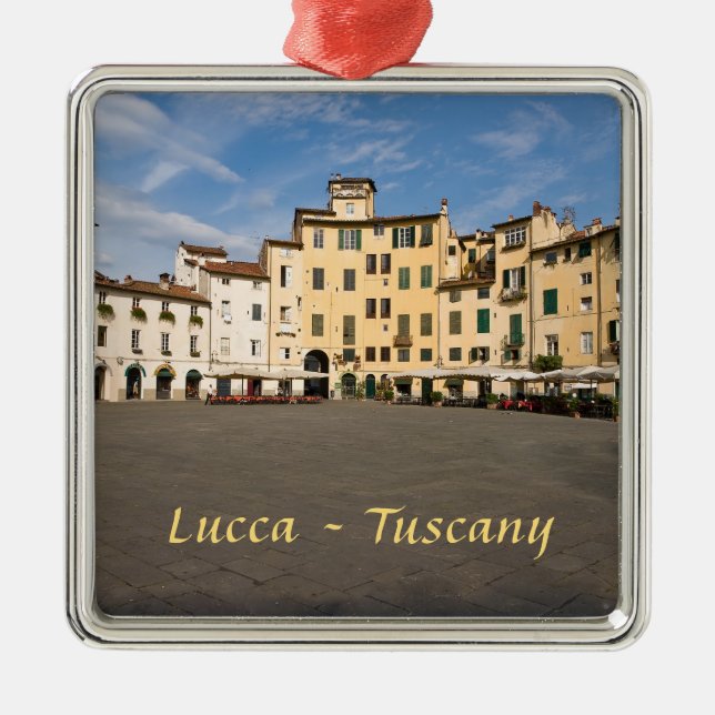 Piazza Anfiteatro square in Lucca - Tuscany, Italy Metal Ornament (Front)