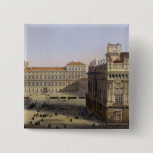 Piazza Castello, Turin, engraved by F. Citterio (c 2 Inch Square Button