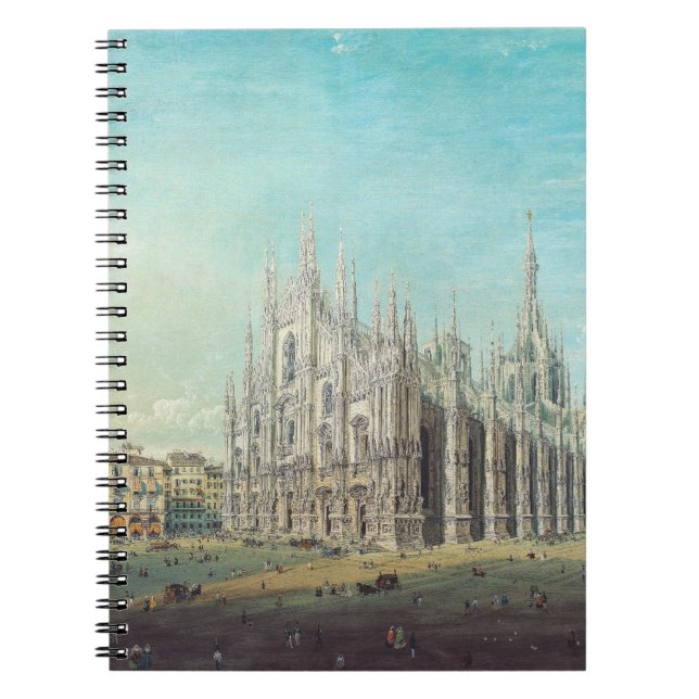 Piazza del Duomo in Milan by Carlo Bossoli   Notebook (Front)