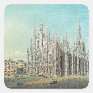 Piazza del Duomo in Milan by Carlo Bossoli Square Sticker