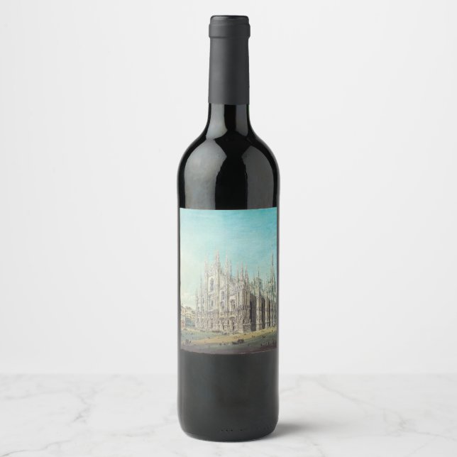 Piazza del Duomo in Milan by Carlo Bossoli   Wine Label (Front)