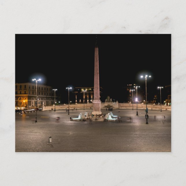 Piazza del Popolo at night - Rome, Italy Postcard (Front)
