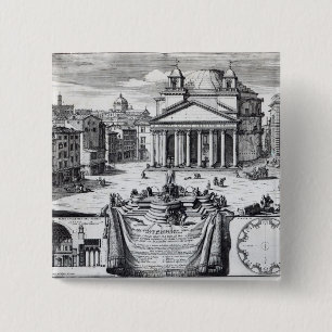 Piazza della Rotonda with a view of Pantheon 2 Inch Square Button