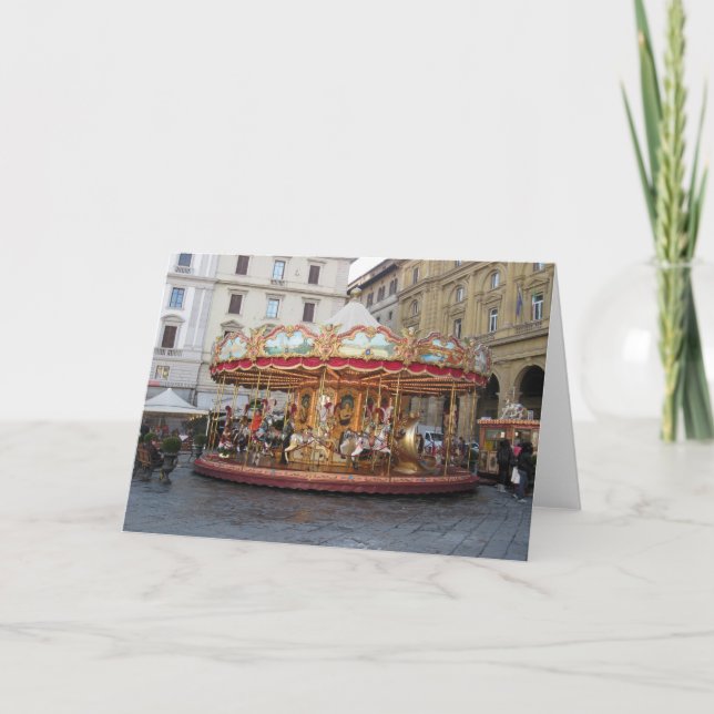 Piazza della Signoria carousel greeting card (Front)