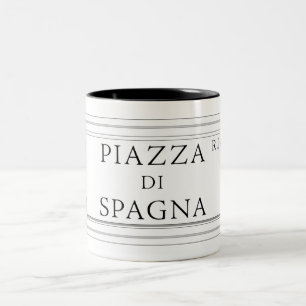 Piazza di Spagna, Rome Street Sign Two-Tone Coffee Mug