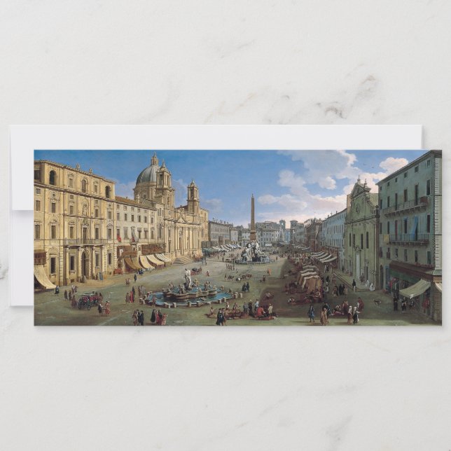 Piazza Navona, Rome art custom invitation (Front)