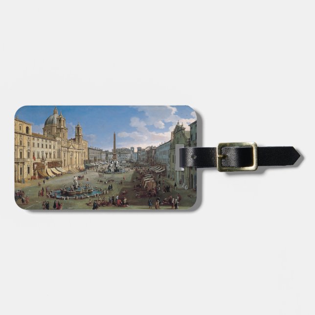 Piazza Navona, Rome art custom luggage tag (Front Horizontal)